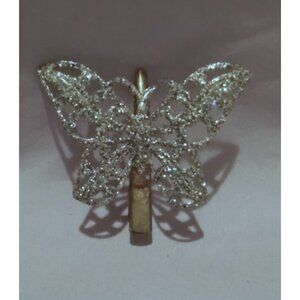 Vintage Gold-Tone Butterfly Hair Clip With Rhinestones